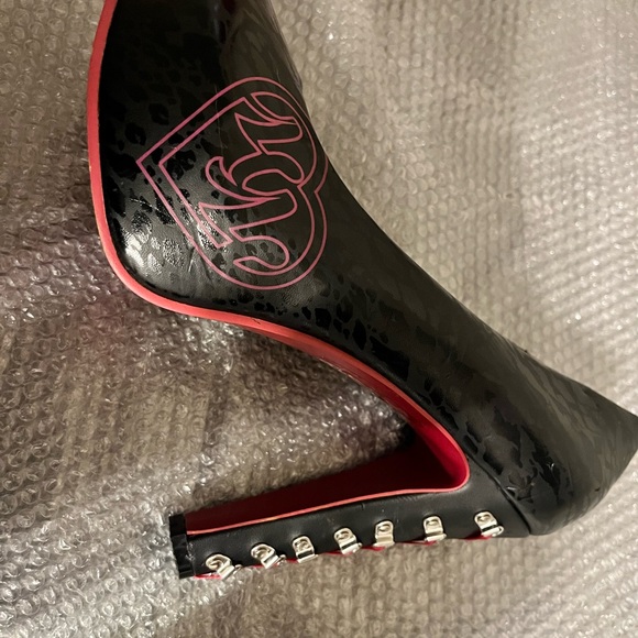 Women’s Black & Hot Pink Metal Mulisha Corset High Heels-Size 10 USA - Picture 3 of 15